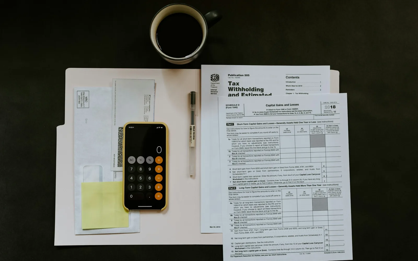 Tax document routing worksheet and records.
