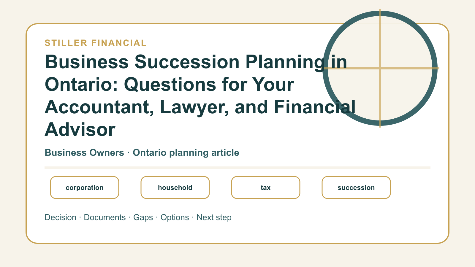 Business Succession Planning in Ontario: Questions for Your Accountant, Lawyer, and Financial Advisor article visual.