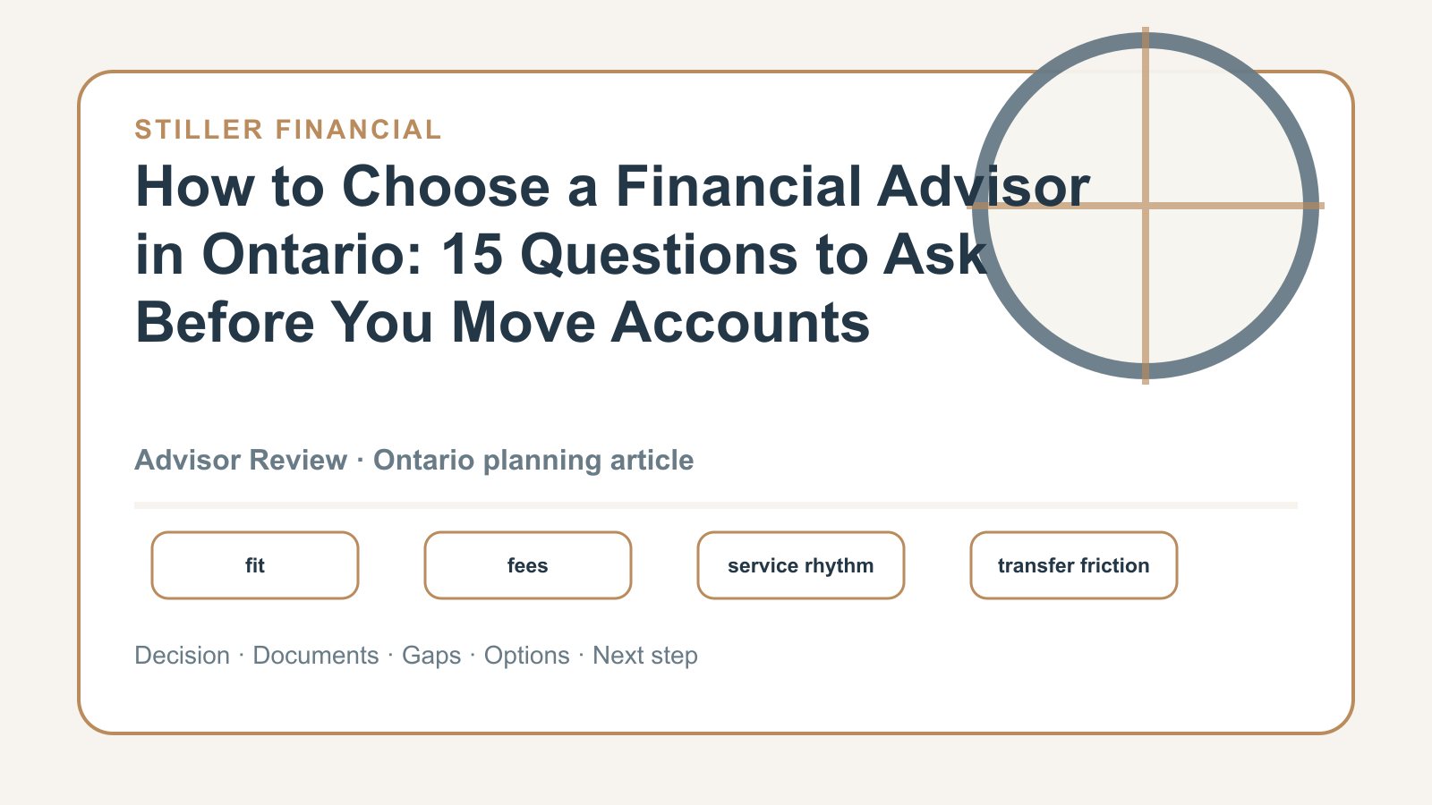 How to Choose a Financial Advisor in Ontario: 15 Questions to Ask Before You Move Accounts article visual.