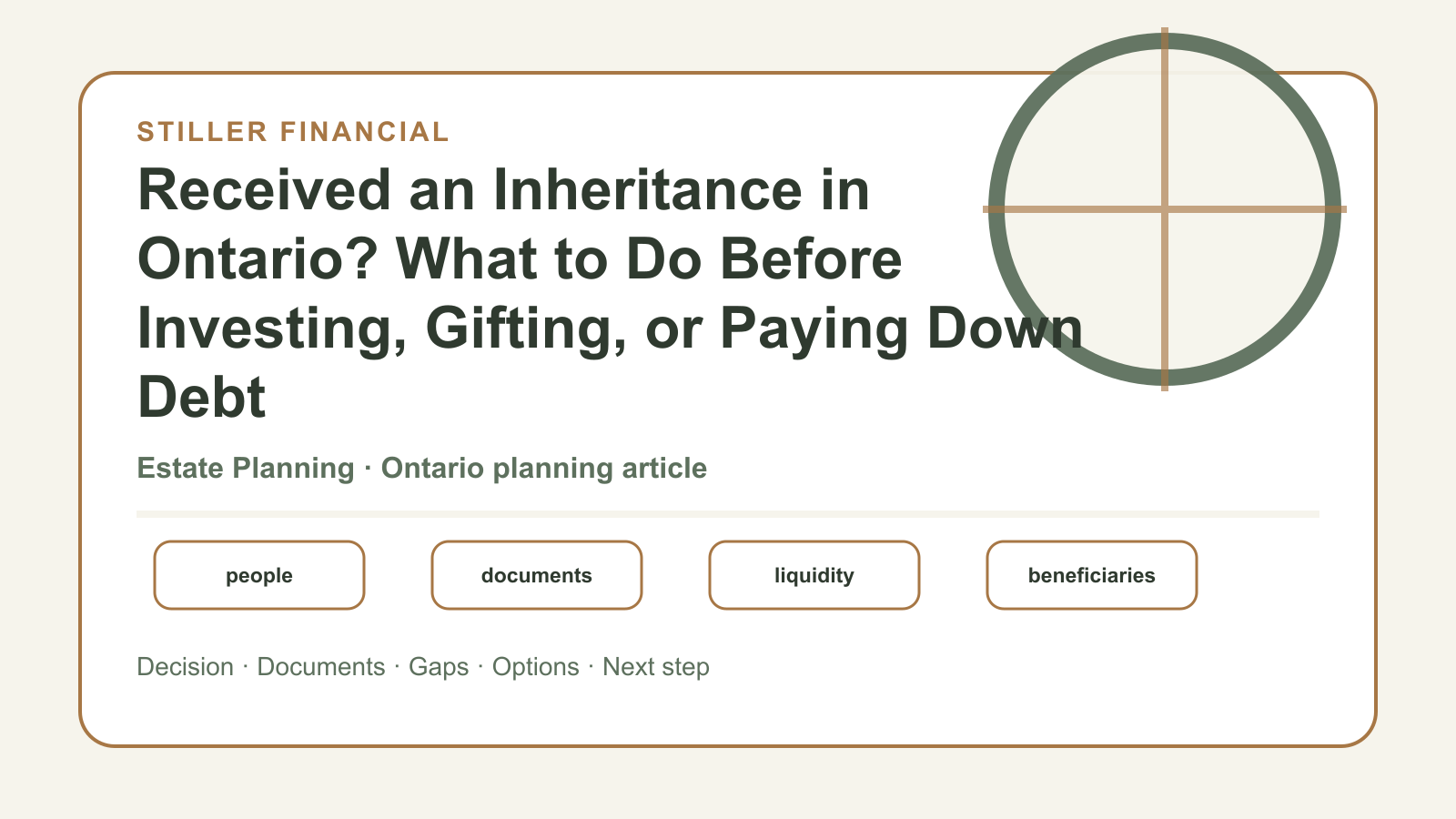 Received an Inheritance in Ontario? What to Do Before Investing, Gifting, or Paying Down Debt article visual.
