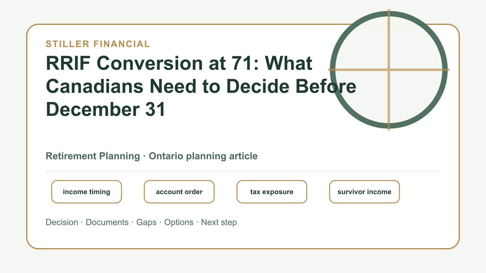 RRIF Conversion at 71: What Canadians Need to Decide Before December 31 article visual.