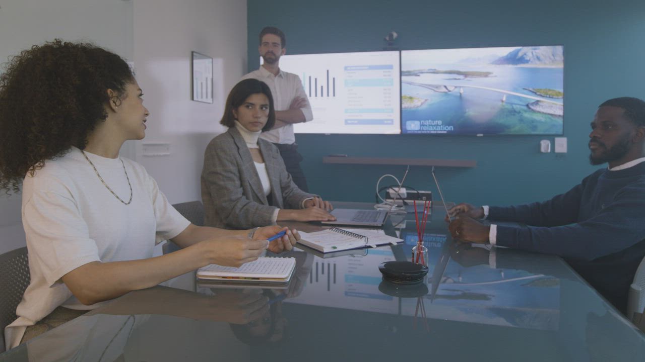 A business meeting in a conference room.